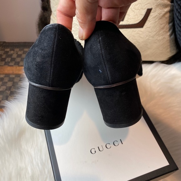 Gucci Marmont Fringe Pumps- Suede block heel - Picture 3 of 8